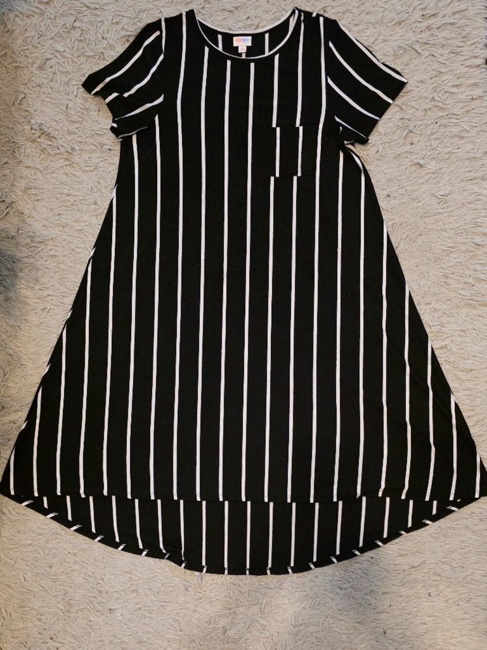LuLaRoe Carly Black and White Verticle Striped Dress